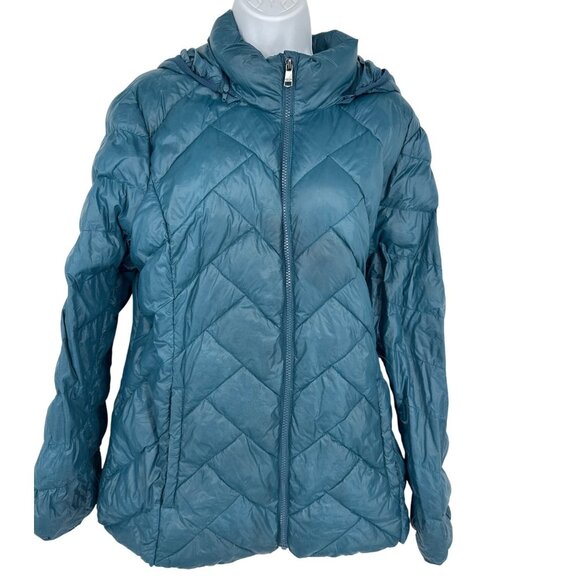London Fog Womens Lightweight Packable Down Jacket Teal Size L - Picture 1 of 10
